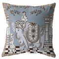 Homeroots 18 in. Ornate Elephant Indoor & Outdoor Throw Pillow Light Blue & Muted Brown 412287